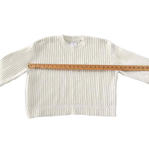 Asos Design Sweater Womens S Off-White Supersoft Knit Ribbed Cropped Crewneck - Picture 4 of 5
